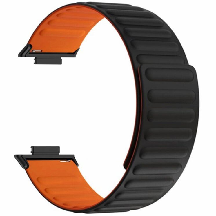 Ремінець Deexe Magnetic Band для Huawei Watch Fit 3 - Black / Orange: фото 1 з 3