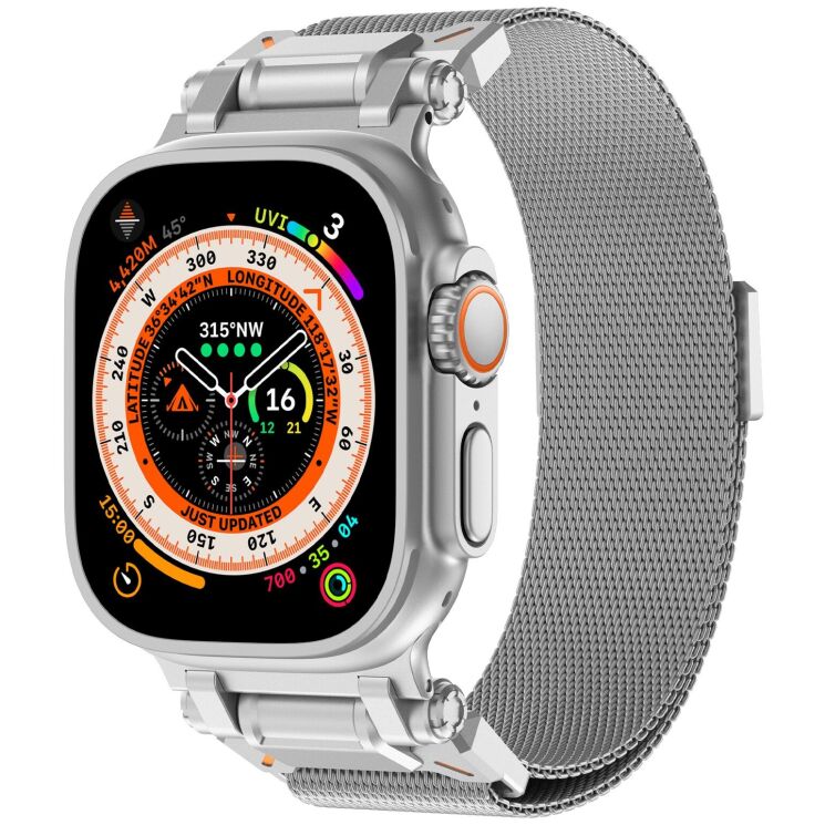 Ремінець Deexe Milanese Design для Apple Watch 46 / 45 / 44 / SE 44 / 42 (Series 1-3) / Ultra / Ultra 2 / Ultra 3 - Silver: фото 4 з 8