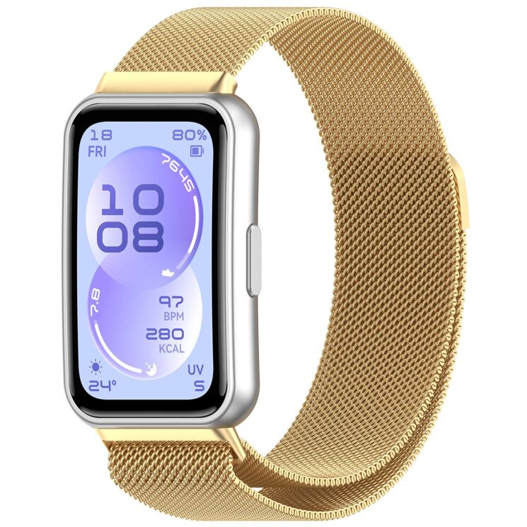 Ремешок Deexe Milanese Stainless Steel для Huawei Band 11 Pro / Band 11 - Gold: фото 2 из 5