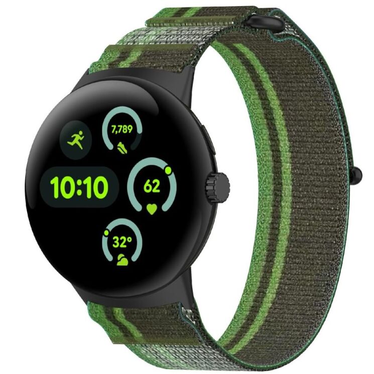 Ремешок Deexe Nylon Strap для Google Pixel Watch 3 (45mm) - Blackish Green: фото 2 из 6
