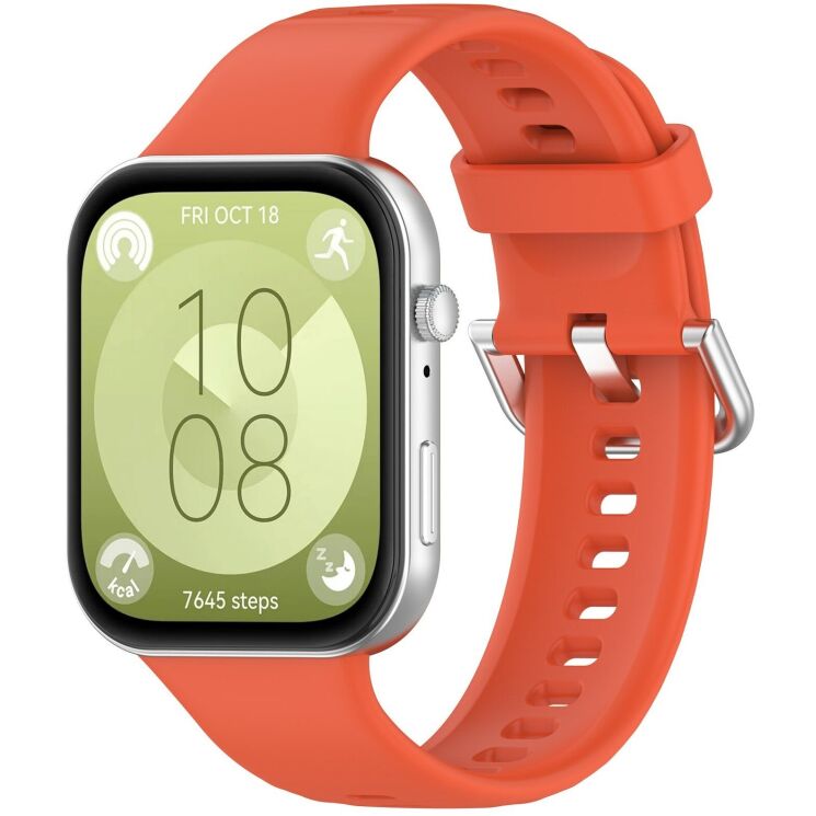 Ремешок Deexe Silicone Band для Huawei Watch Fit 3 / Fit 4 / Fit 4 Pro - Orange: фото 2 из 10