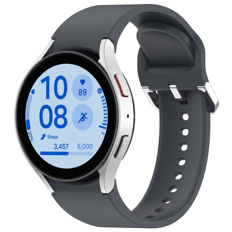 Ремінець Deexe Silicone Band для Samsung Galaxy Watch 4 / 4 Classic / 5 / 5 Pro / 6 / 6 Classic / 7 / FE - Dark Grey: фото 2 з 8