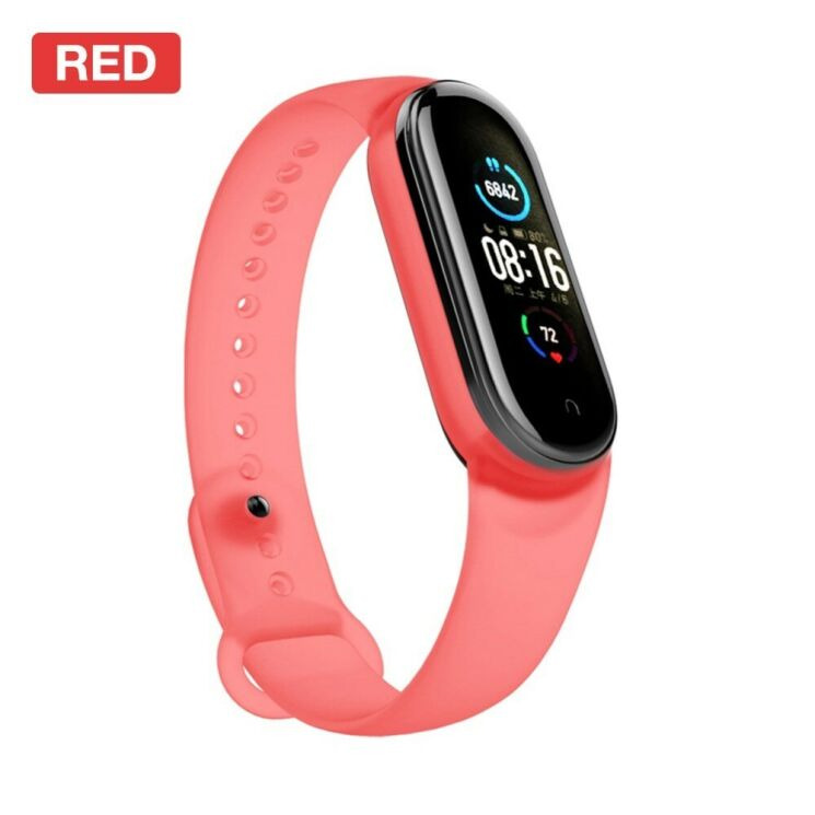 Ремешок Deexe Silicone Wrist для Xiaomi Mi Band 5 / Mi Band 6 / Mi Band 7 - Red: фото 1 из 11