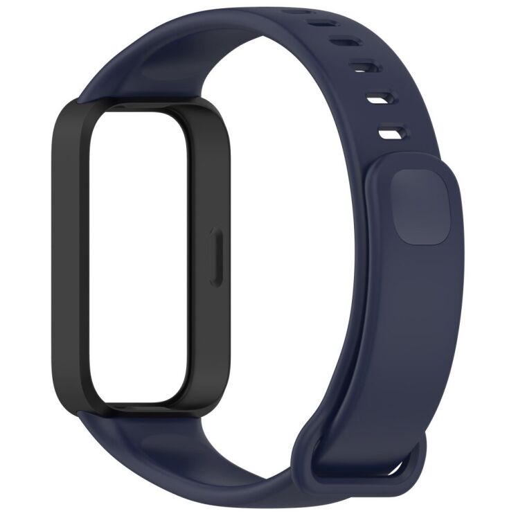 Ремешок Deexe Soft Touch для Xiaomi Mi Smart Band 9 Active / Redmi Band 3 - Black / Dark Blue: фото 3 из 12