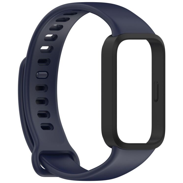 Ремешок Deexe Soft Touch для Xiaomi Mi Smart Band 9 Active / Redmi Band 3 - Black / Dark Blue: фото 4 из 12