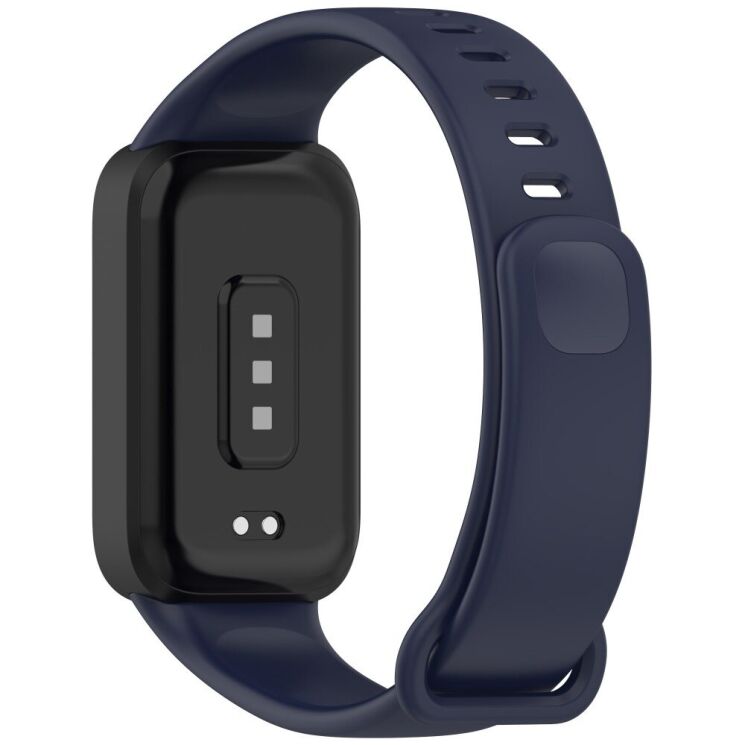 Ремешок Deexe Soft Touch для Xiaomi Mi Smart Band 9 Active / Redmi Band 3 - Black / Dark Blue: фото 1 из 12