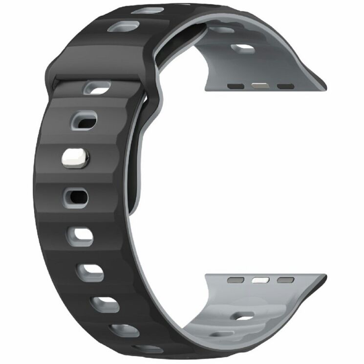 Ремешок Deexe Sport Design для Apple Watch 46 / 45 / 44 / SE 44 / 42 (Series 1-3) / Ultra / Ultra 2 - Black / Grey: фото 4 из 9