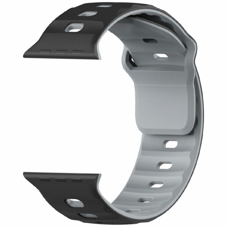 Ремешок Deexe Sport Design для Apple Watch 46 / 45 / 44 / SE 44 / 42 (Series 1-3) / Ultra / Ultra 2 - Black / Grey: фото 3 из 9