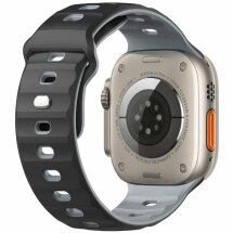Ремешок Deexe Sport Design для Apple Watch 46 / 45 / 44 / SE 44 / 42 (Series 1-3) / Ultra / Ultra 2 - Black / Grey: фото 1 из 9