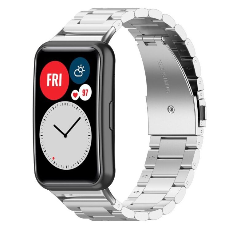 Ремешок Deexe Stainless Steel для Huawei Watch Fit - Silver: фото 2 из 5