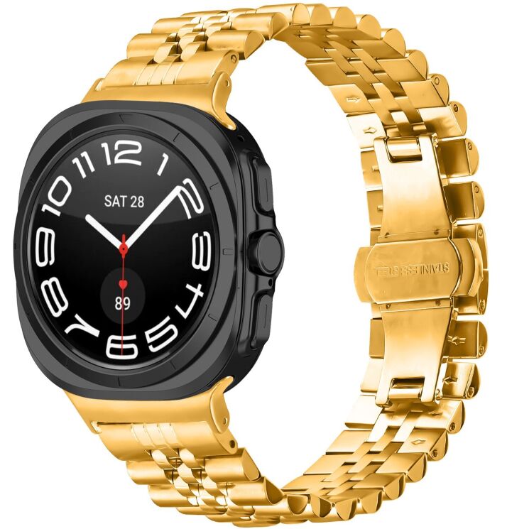 Ремінець Deexe Stainless Steel QuickFit для Samsung Galaxy Watch 8 (40/44mm) / 8 Classic - Gold: фото 3 з 7