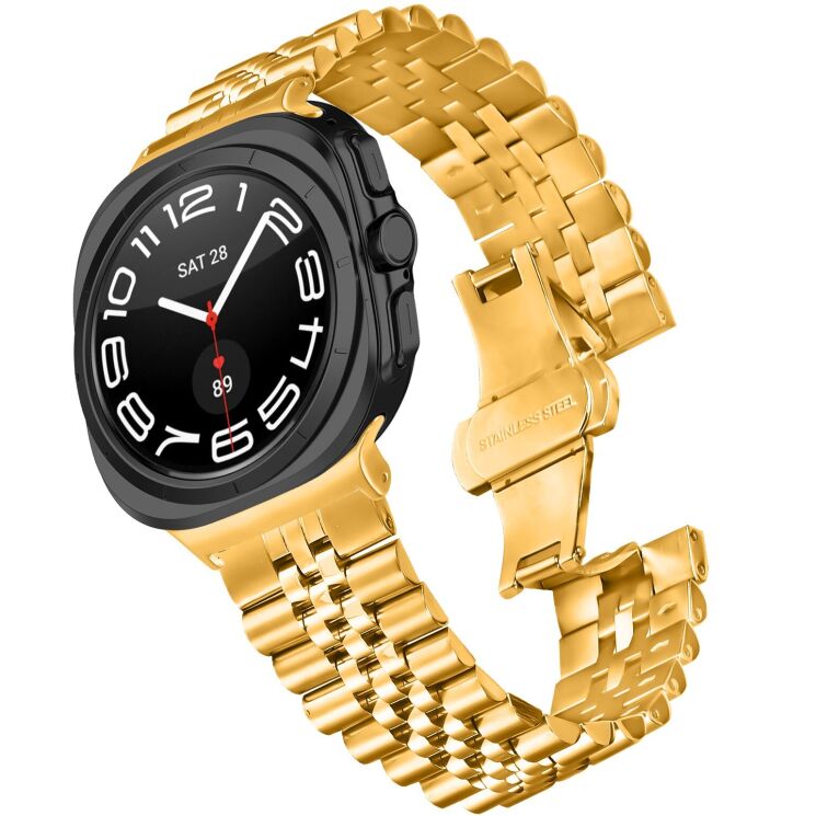 Ремінець Deexe Stainless Steel QuickFit для Samsung Galaxy Watch 8 (40/44mm) / 8 Classic - Gold: фото 2 з 7