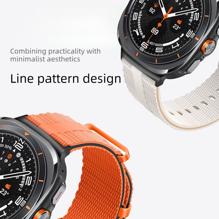 Ремешок Reframe Sport Linear для Samsung Galaxy Watch Ultra (47mm) / Ultra (2025) - White / Orange: фото 4 из 5