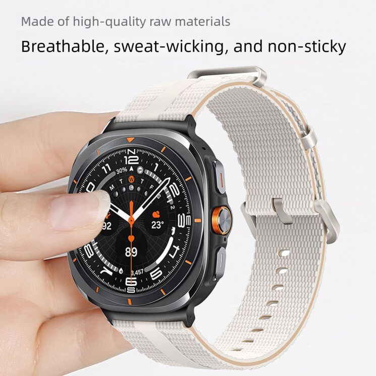 Ремешок Reframe Sport Linear для Samsung Galaxy Watch Ultra (47mm) / Ultra (2025) - White / Orange: фото 3 из 5