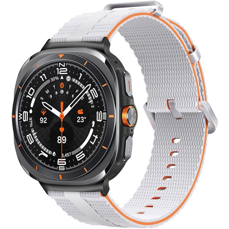 Ремешок Reframe Sport Linear для Samsung Galaxy Watch Ultra (47mm) / Ultra (2025) - White / Orange: фото 2 из 5