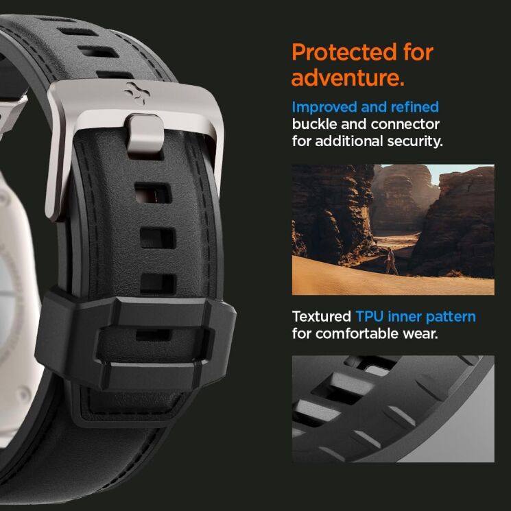Ремешок Spigen (SGP) DuraPro Armor PU для Apple Watch 46 / 45 / 44 / SE 44 / 42 (Series 1-3) / Ultra / Ultra 2 - Black: фото 14 из 17