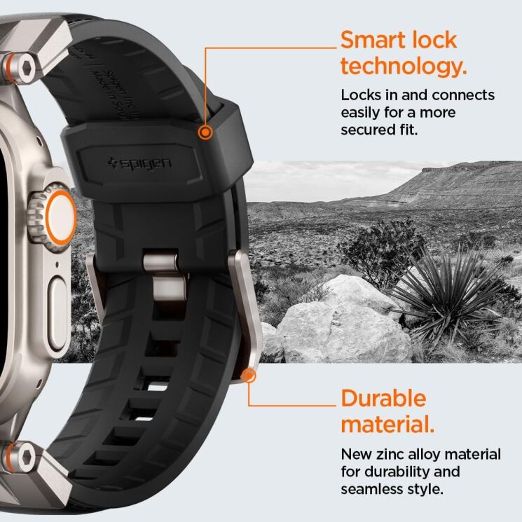Ремешок Spigen (SGP) DuraPro Armor PU для Apple Watch 46 / 45 / 44 / SE 44 / 42 (Series 1-3) / Ultra / Ultra 2 - Black: фото 16 из 17