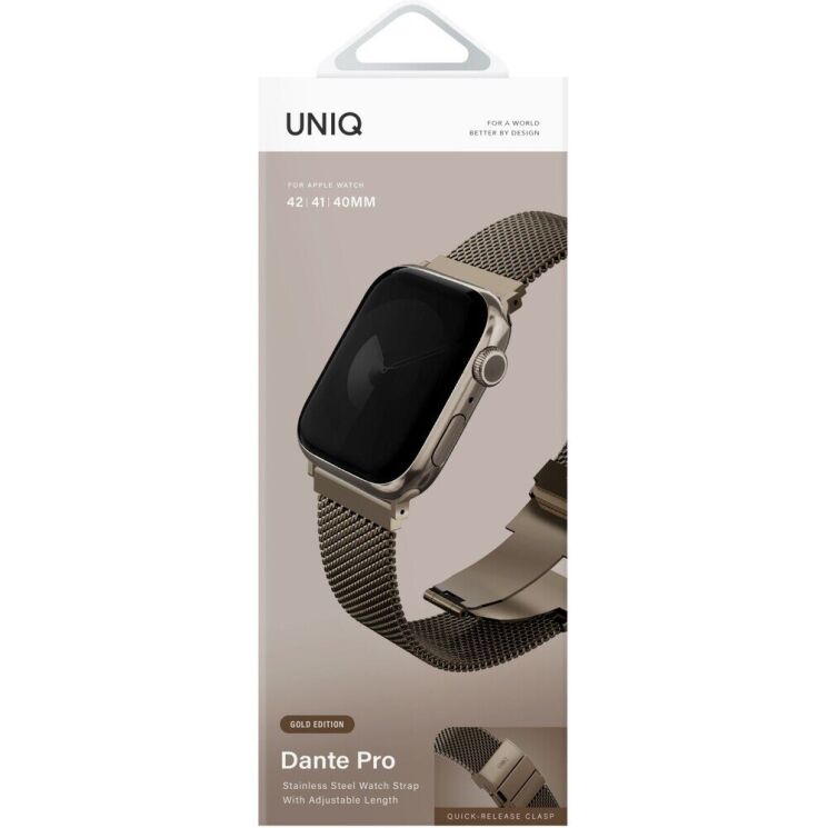 Ремінець UNIQ Dante Pro для Apple Watch 42 (Series 10) / 41 / 40 / SE 40 - Gold: фото 3 з 3