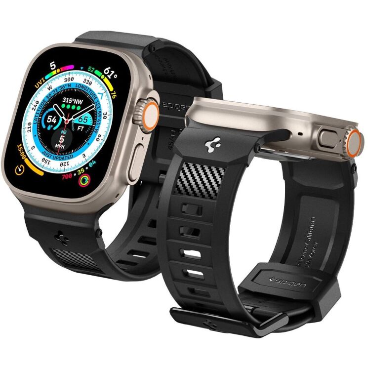 Ремешок Spigen (SGP) Rugged Ultra Band для Apple Watch 46 / 45 / 44 / SE 44 / 42 (Series 1-3) / Ultra / Ultra 2 - Matte Black: фото 2 из 15