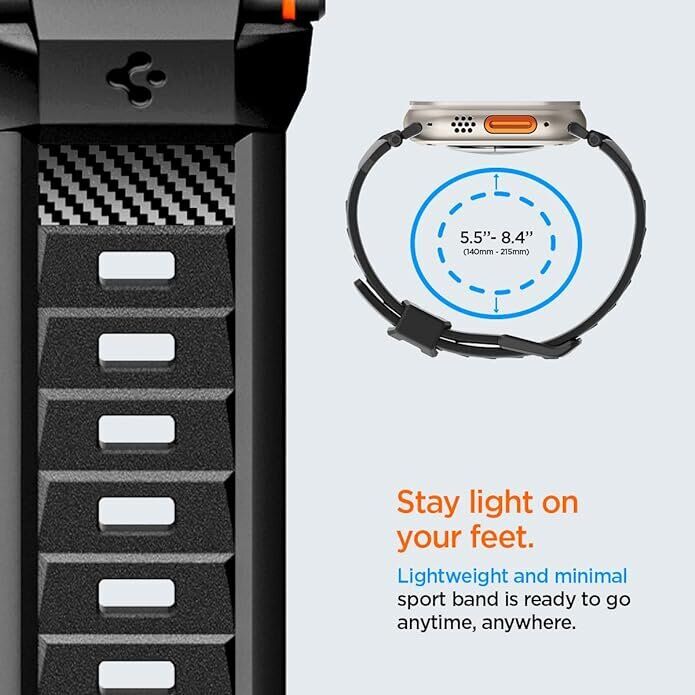 Ремешок Spigen (SGP) Rugged Ultra Band для Apple Watch 46 / 45 / 44 / SE 44 / 42 (Series 1-3) / Ultra / Ultra 2 - Matte Black: фото 13 из 15
