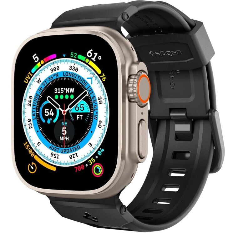 Ремешок Spigen (SGP) Rugged Ultra Band для Apple Watch 46 / 45 / 44 / SE 44 / 42 (Series 1-3) / Ultra / Ultra 2 - Matte Black: фото 3 из 15