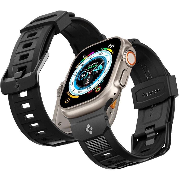 Ремешок Spigen (SGP) Rugged Ultra Band для Apple Watch 46 / 45 / 44 / SE 44 / 42 (Series 1-3) / Ultra / Ultra 2 - Matte Black: фото 1 из 15