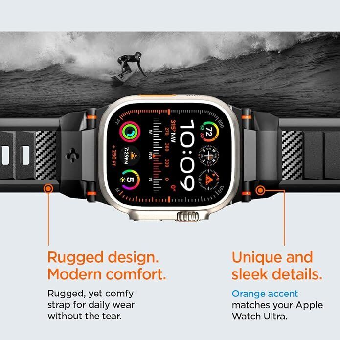 Ремешок Spigen (SGP) Rugged Ultra Band для Apple Watch 46 / 45 / 44 / SE 44 / 42 (Series 1-3) / Ultra / Ultra 2 - Matte Black: фото 12 из 15