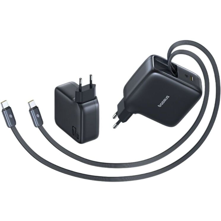 Сетевое зарядное устройство Baseus EnerCore CJ21 Fast Charger 67W (Type-C) + кабель 2Type-C (E0121D00) - Black: фото 2 из 12