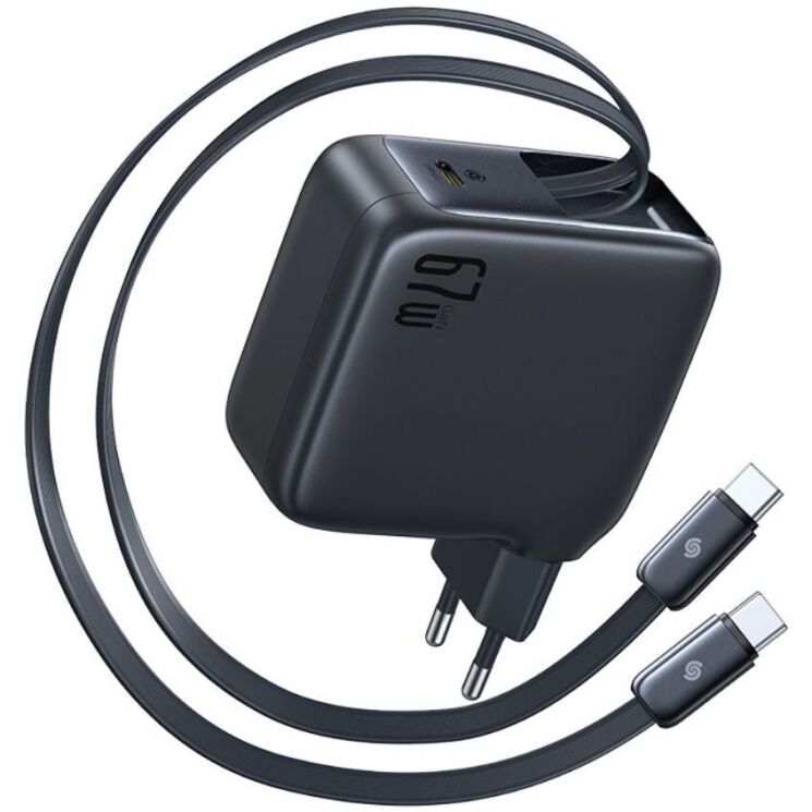 Сетевое зарядное устройство Baseus EnerCore CJ21 Fast Charger 67W (Type-C) + кабель 2Type-C (E0121D00) - Black: фото 1 из 12