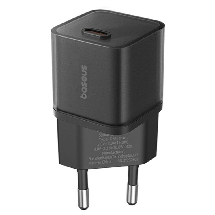 Сетевое зарядное устройство Baseus GaN5S 1C 20W (P10162503) - Black: фото 1 из 13