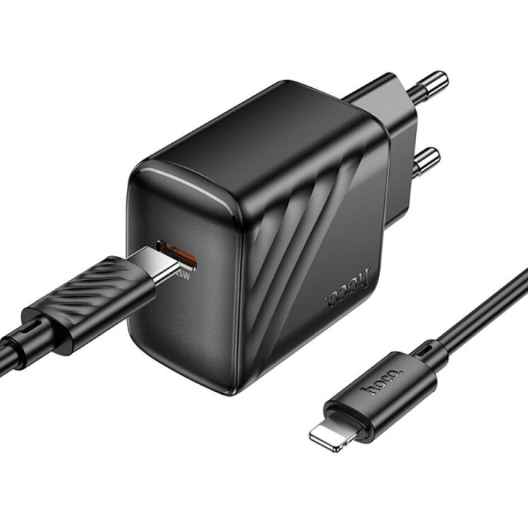 Сетевое зарядное устройство Hoco CS24A PD25W + кабель Type-C to Lightning - Black: фото 2 из 9