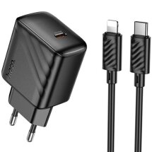 Сетевое зарядное устройство Hoco CS24A PD25W + кабель Type-C to Lightning - Black: фото 1 из 9