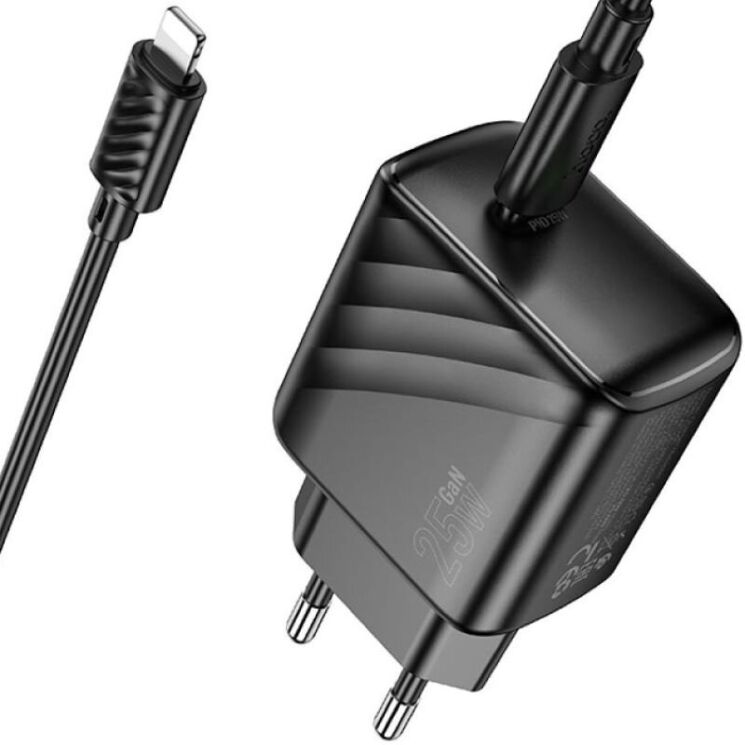 Сетевое зарядное устройство Hoco CS24A PD25W + кабель Type-C to Lightning - Black: фото 4 из 9