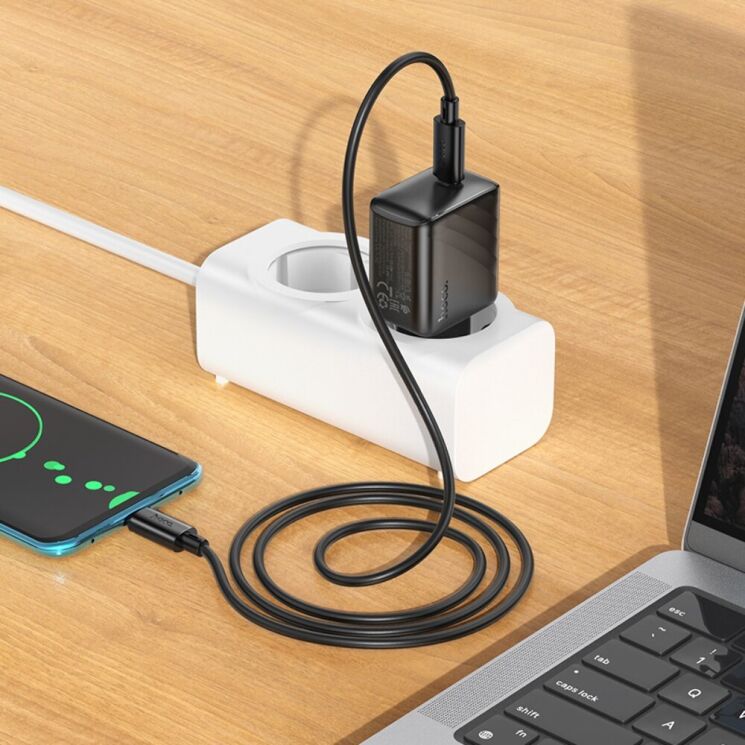 Сетевое зарядное устройство Hoco CS24A PD25W + кабель Type-C to Lightning - Black: фото 9 из 9