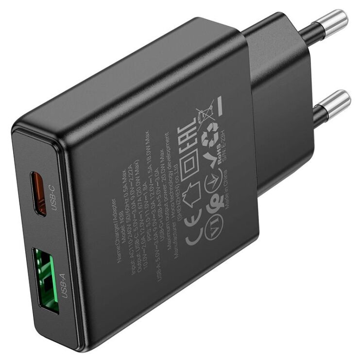Сетевое зарядное устройство Hoco N38 (20W) - Black: фото 4 из 9