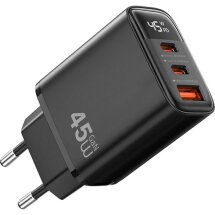 Сетевое зарядное устройство WIWU Wi-G011 Gan 45W (1U+2C) - Black: фото 1 из 4