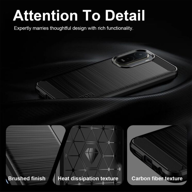 Силіконовий (TPU) чохол MOFI Carbon Fiber для Xiaomi Redmi A7 Pro - Black: фото 6 з 9