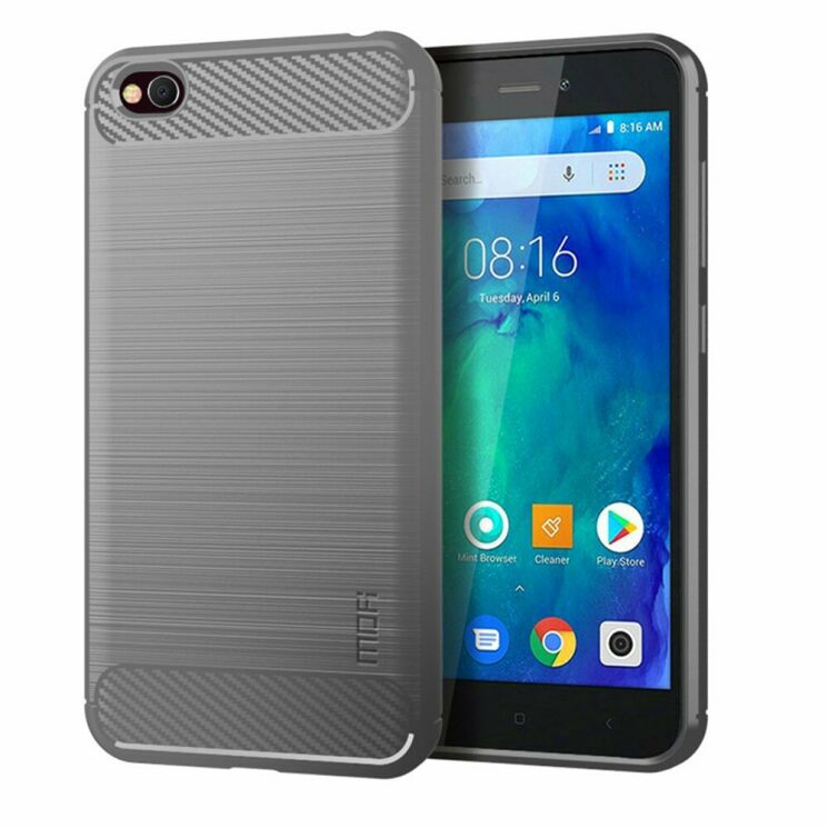 Силиконовый (TPU) чехол MOFI Carbon Fiber для Xiaomi Redmi Go - Grey: фото 1 из 8