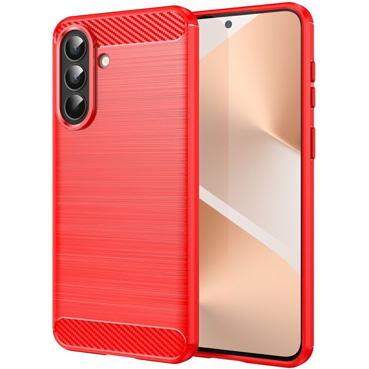 Силіконовий (TPU) чохол UniCase Carbon для Samsung Galaxy A57 (A576) - Red: фото 1 з 8