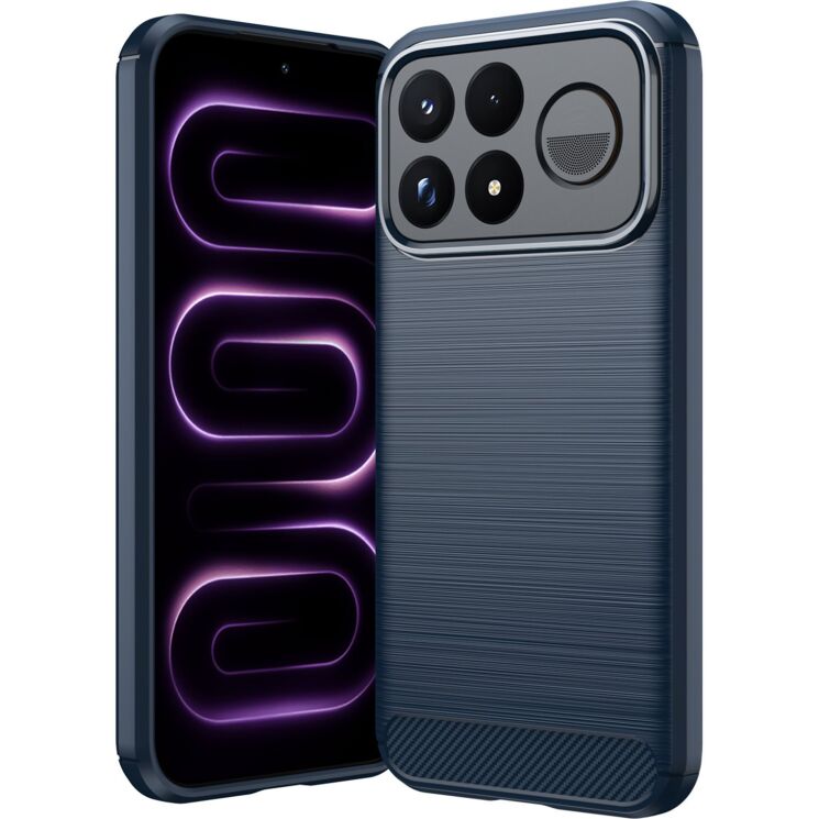 Силиконовый (TPU) чехол UniCase Carbon для Xiaomi Poco F9 Ultra - Blue: фото 1 из 9