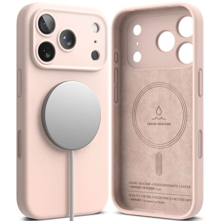 Защитный чехол Ringke Silicone Magnetic для iPhone 18 Pro Max (8800380462052) - Pink Sand: фото 2 из 19