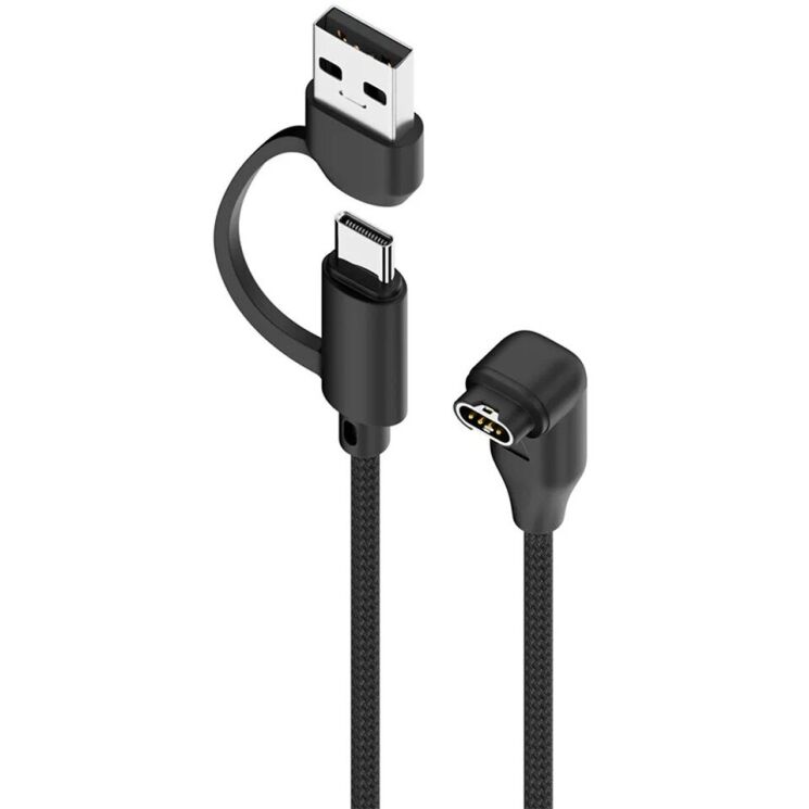 Зарядний пристрій Deexe Power Line (USB + Type-C) для годиннинів Garmin - Black: фото 1 з 9