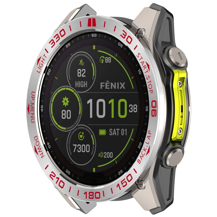 Захисна накладка Deexe Bezel Guard для Garmin Quatix 8 (51mm) - Red / Silver: фото 2 з 6