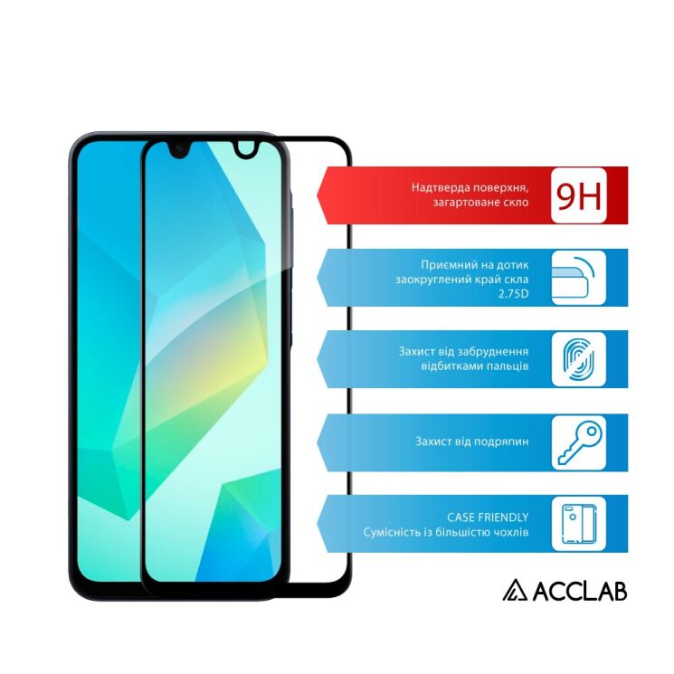 Защитное стекло ACCLAB Full Glue для Samsung Galaxy A16 (A165) - Black: фото 3 из 7