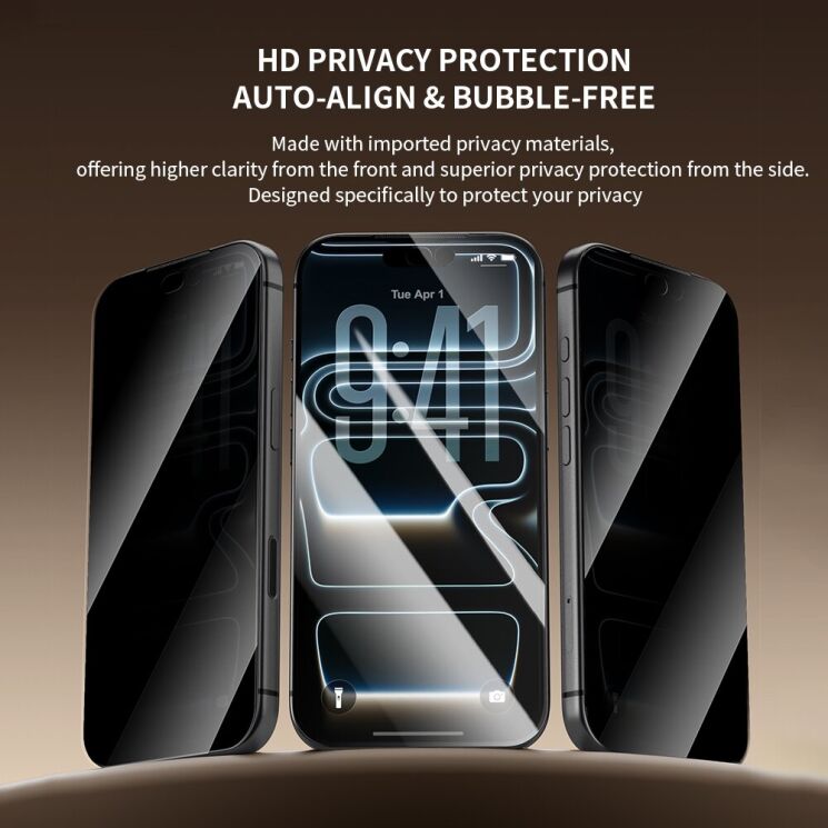Защитное стекло ZGA 5D Privacy Full Glue для Apple iPhone 18 Pro Max - Black: фото 3 из 10