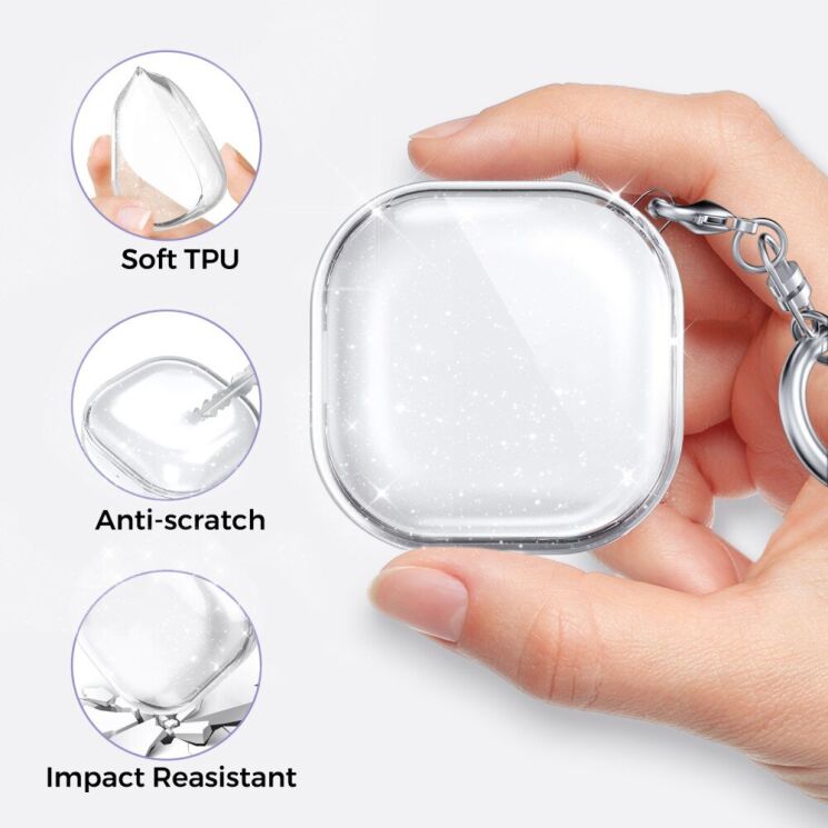 Защитный чехол AHASTYLE Crystal Case для Samsung Galaxy Buds Live / Buds Pro / Buds 2 / Buds 2 Pro / Buds FE - Transparent Black: фото 4 из 7