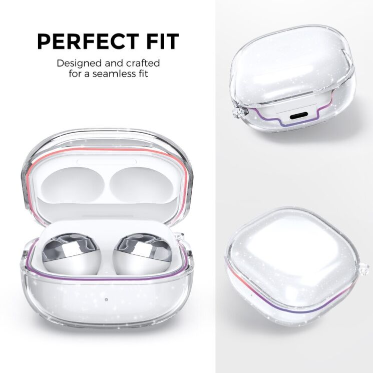 Защитный чехол AHASTYLE Crystal Case для Samsung Galaxy Buds Live / Buds Pro / Buds 2 / Buds 2 Pro / Buds FE - Transparent Black: фото 3 из 7