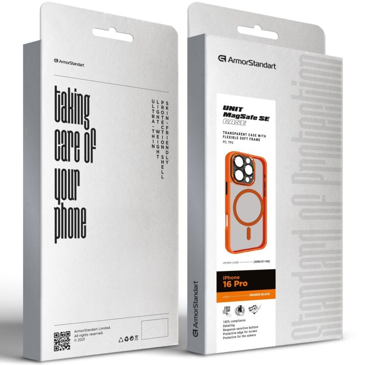 Защитный чехол ArmorStandart Unit MagSafe SE для Apple iPhone 16 Pro - Orange: фото 2 из 2