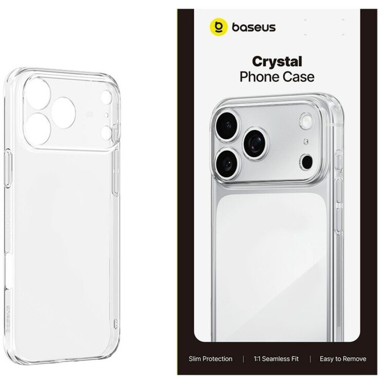 Защитный чехол BASEUS Crystal Series (FP) для iPhone 18 Pro / 17 Pro - Transparent: фото 3 из 5