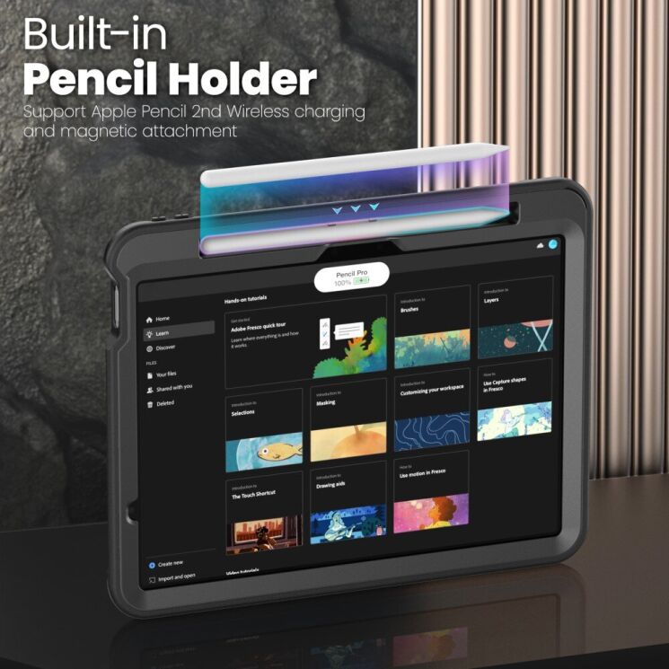 Защитный чехол Deexe Armor Stand для Apple iPad Air 11 M3/M2 (2025/2024) - Dark Blue: фото 6 из 11